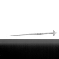 幅：3.9 (cm)×奥行：32 (cm)×高さ：3.9 (cm)／15 (g)，撮影・計測日：1990-04-09